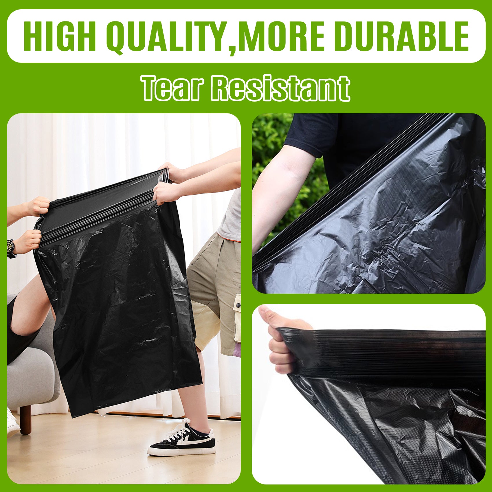 GRANDMA SHARK 40 Pack 70L Heavy Duty Bin Bags, Recycled Material Refuse Sacks, Strong 25 Micron Black Bin Bags, for Home & Commercial Waste Disposal, Durable & Leak-Proof