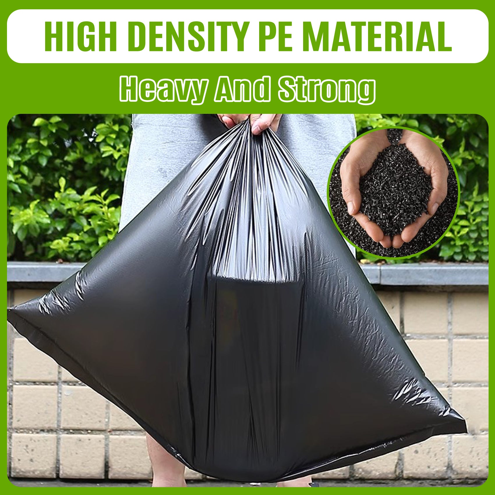 GRANDMA SHARK 20 Pack 100L Heavy Duty Bin Bags, Recycled Material Refuse Sacks, Strong 33 Micron Black Bin Bags, for Home & Commercial Waste Disposal, Durable & Leak-Proof