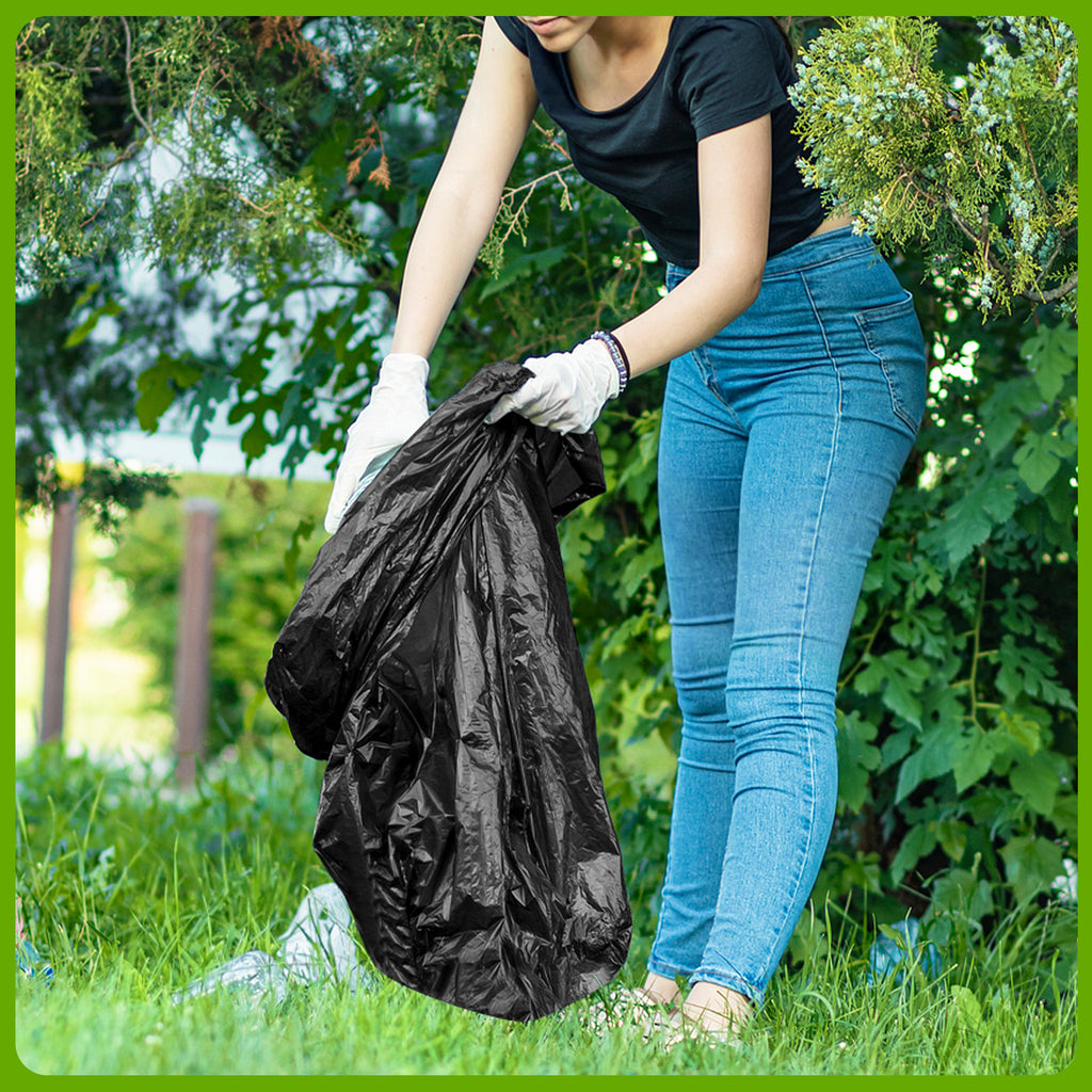GRANDMA SHARK 20 Pack 100L Heavy Duty Bin Bags, Recycled Material Refuse Sacks, Strong 33 Micron Black Bin Bags, for Home & Commercial Waste Disposal, Durable & Leak-Proof