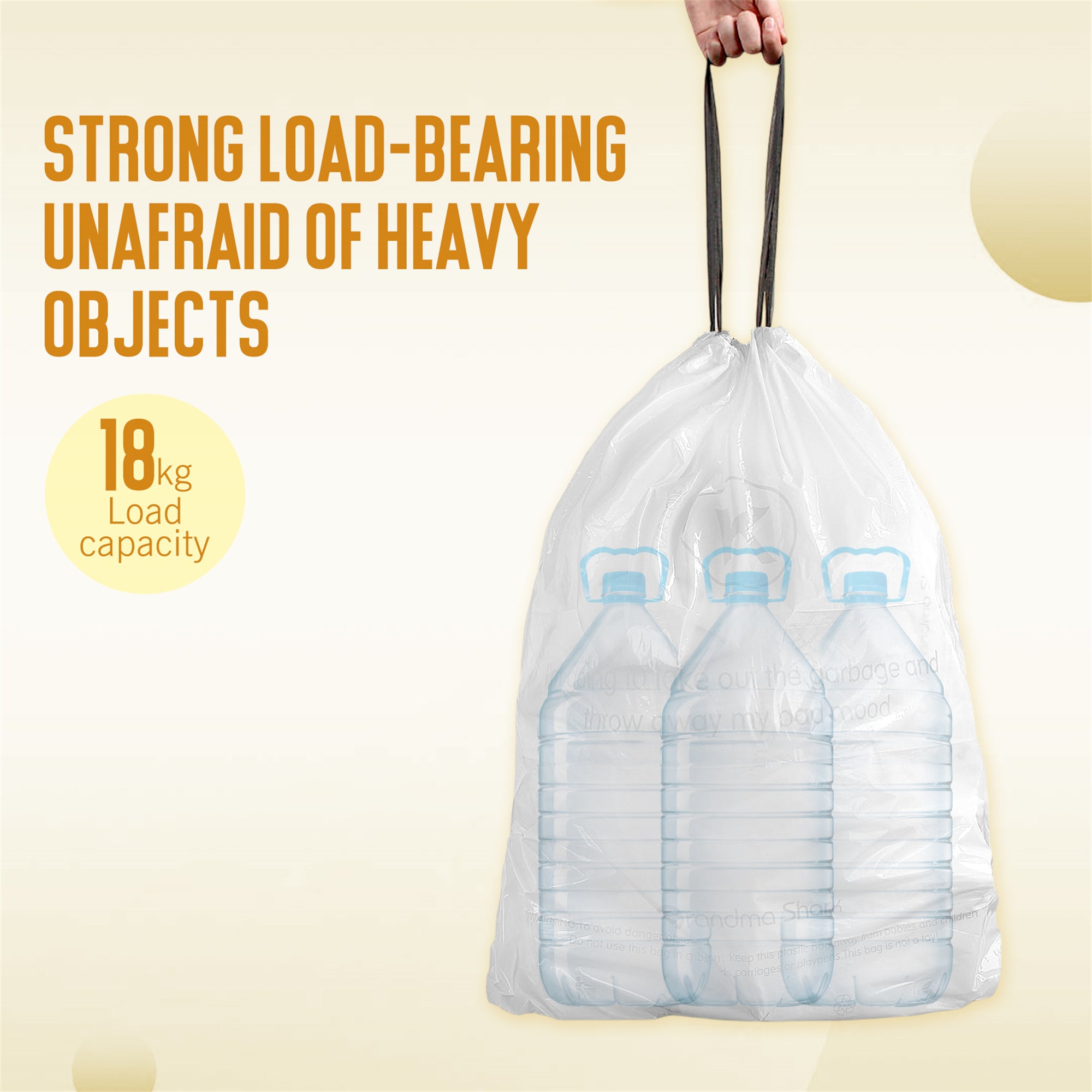 GRANDMA SHARK 38-48L UP TO 55L Bin Bags 90 Liners Drawstring Trash Bag, Handle Waste Bags, Super Strong, Anti-drip Unscented, 60 × 74 cm