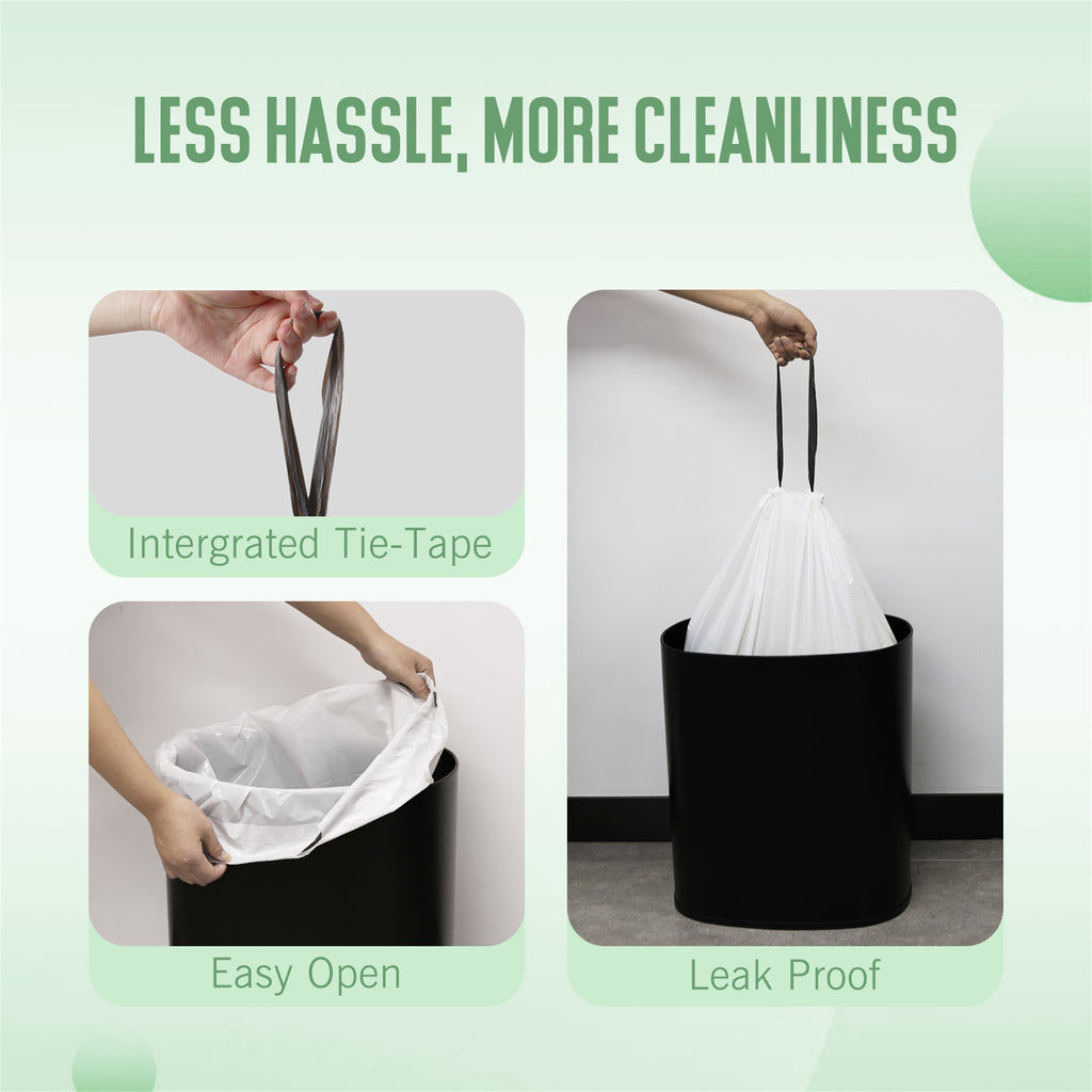 GRANDMA SHARK 10L - 15L Bin Bags 120 Liners Drawstring Trash Bag, Handle Waste Bags, Super Strong, Anti-drip Unscented, 47 × 54 cm