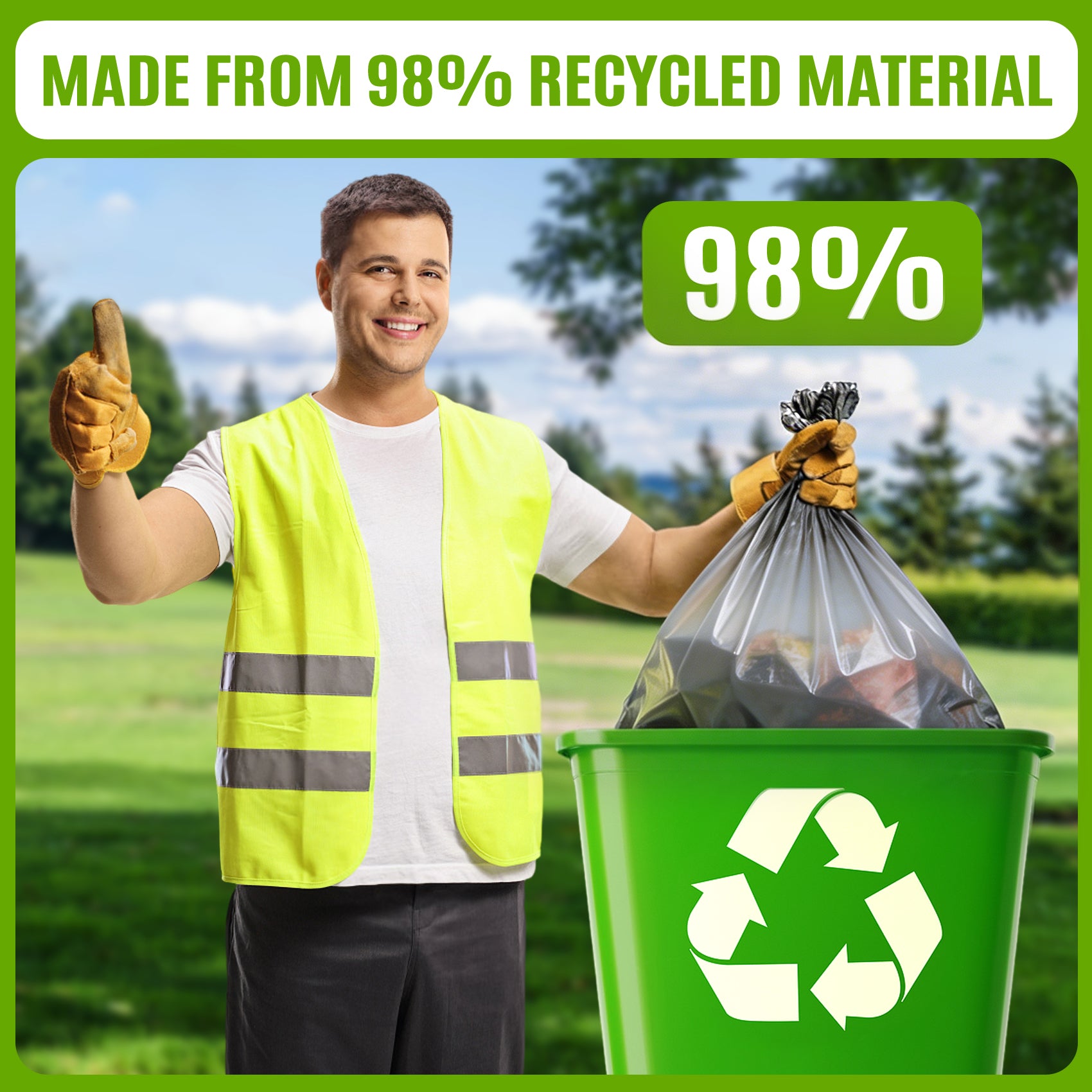 GRANDMA SHARK 40 Pack 70L Heavy Duty Bin Bags Grey, Recycled Material Refuse Sacks, Strong 30 Micron Black Bin Bags, for Home & Commercial Waste Disposal, Durable & Leak-Proof