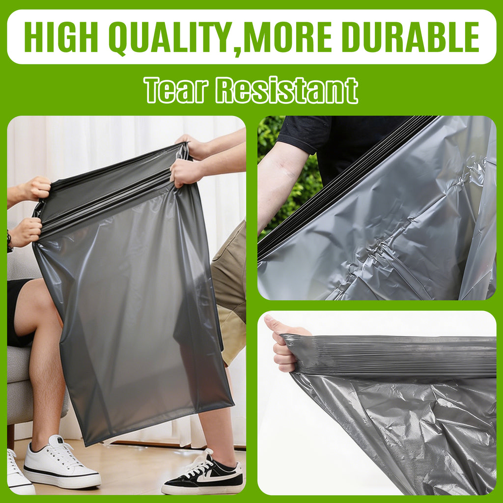 GRANDMA SHARK 40 Pack 70L Heavy Duty Bin Bags Grey, Recycled Material Refuse Sacks, Strong 30 Micron Black Bin Bags, for Home & Commercial Waste Disposal, Durable & Leak-Proof