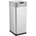 GRANDMA SHARK 50L Automatic Sensor Bin, Stainless Steel Touchless Rubbish Bin with Adjustable Infrared Sensor, Waterproof Kitchen Waste Bin with Soft Close Lid, Battery or USB-C Powered, Silver