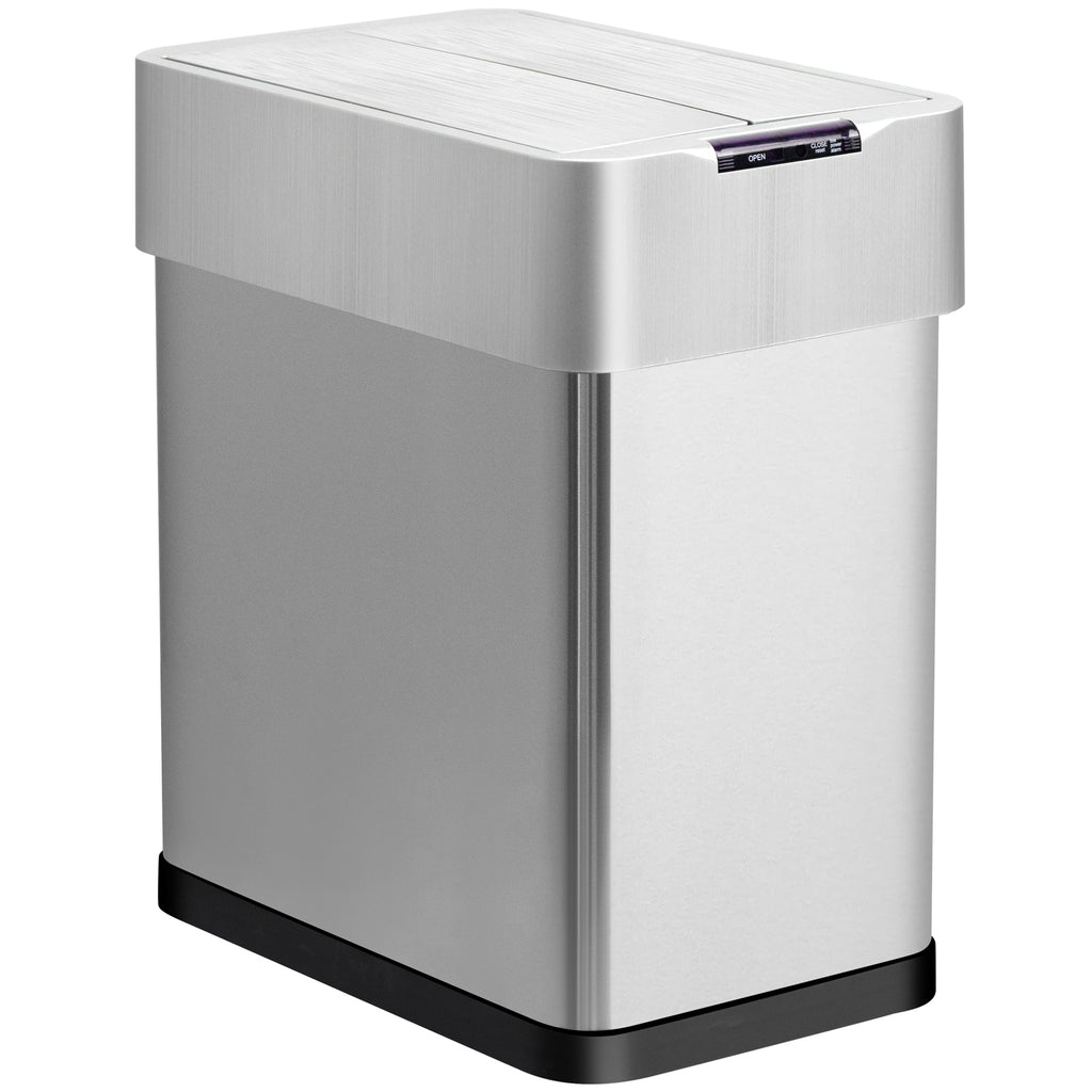 GRANDMA SHARK 30L Automatic Sensor Bin, Stainless Steel Touchless Rubbish Bin with Adjustable Infrared Sensor, Waterproof Kitchen Waste Bin with Soft Close Lid, Silver