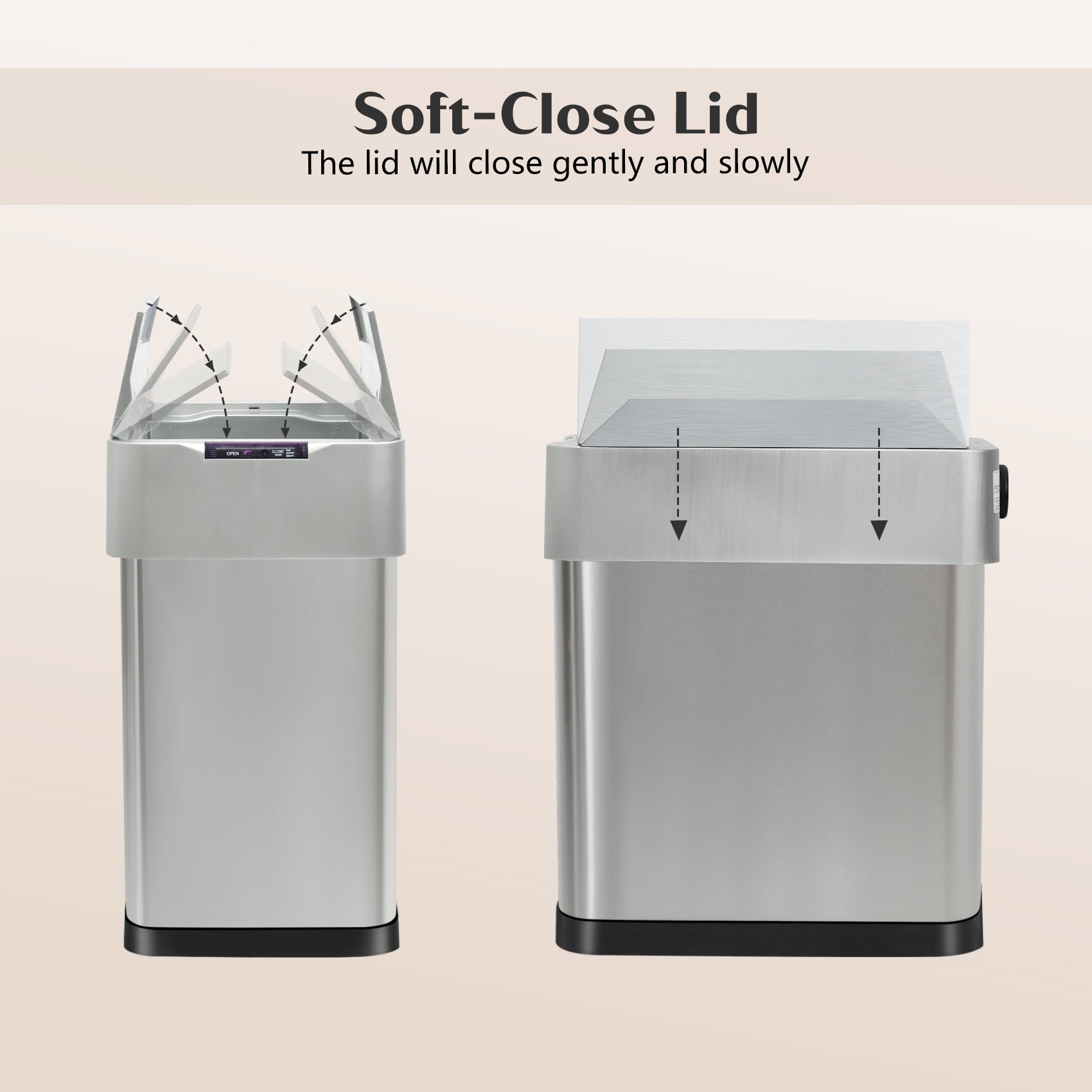 GRANDMA SHARK 30L Automatic Sensor Bin, Stainless Steel Touchless Rubbish Bin with Adjustable Infrared Sensor, Waterproof Kitchen Waste Bin with Soft Close Lid, Silver