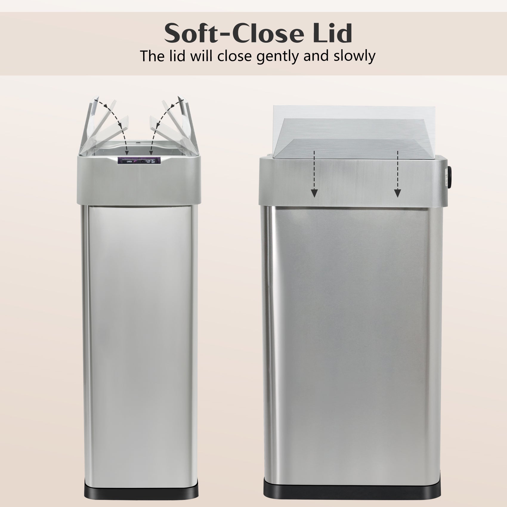 GRANDMA SHARK 70L Automatic Sensor Bin, Stainless Steel Touchless Rubbish Bin with Adjustable Infrared Sensor, Waterproof Kitchen Waste Bin with Soft Close Lid, Silver