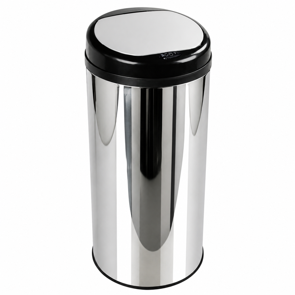 GRANDMA SHARK 42L Tall Kitchen Sensor Bin, Rubbish Trash Can, Open-Cover by Infrared-Sensor, Anti-Fingerprint Stainless Steel Bin (Mirror)